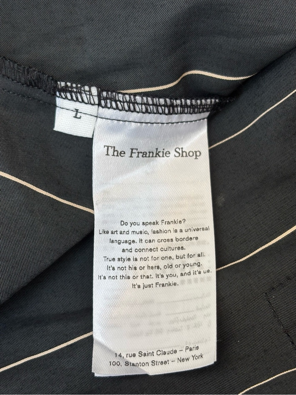 The Frankie Shop Lui Fluid Striped Button Down Shirt Black Beige Size Large - Picture 10 of 12